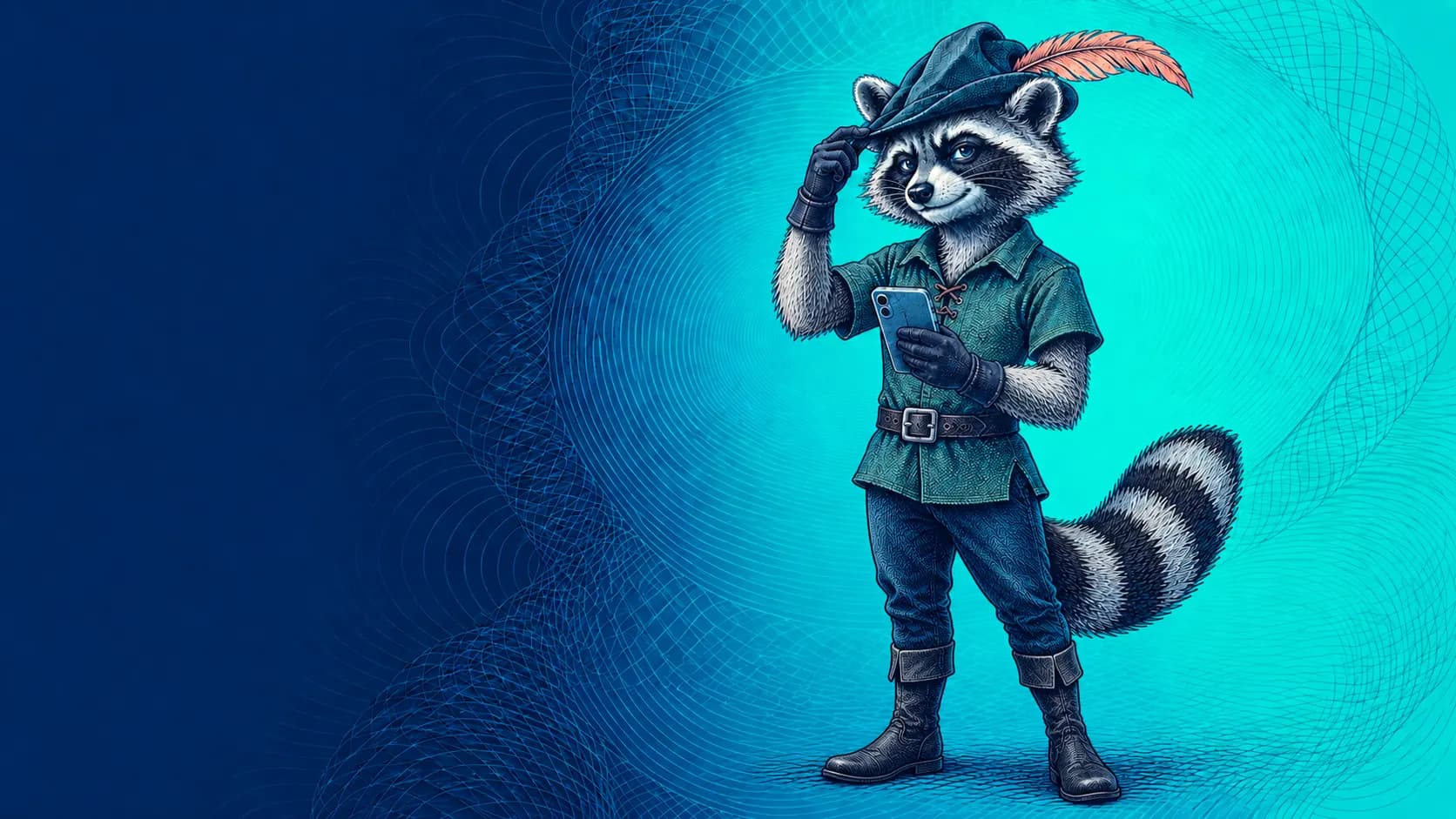Robin Raccoon checking a payment on his phone